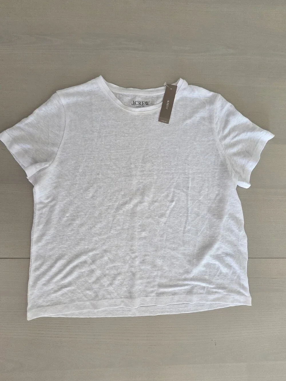 J.Crew Classic Crewneck White Women's New relaxed linen T-shirt Sz S $50
